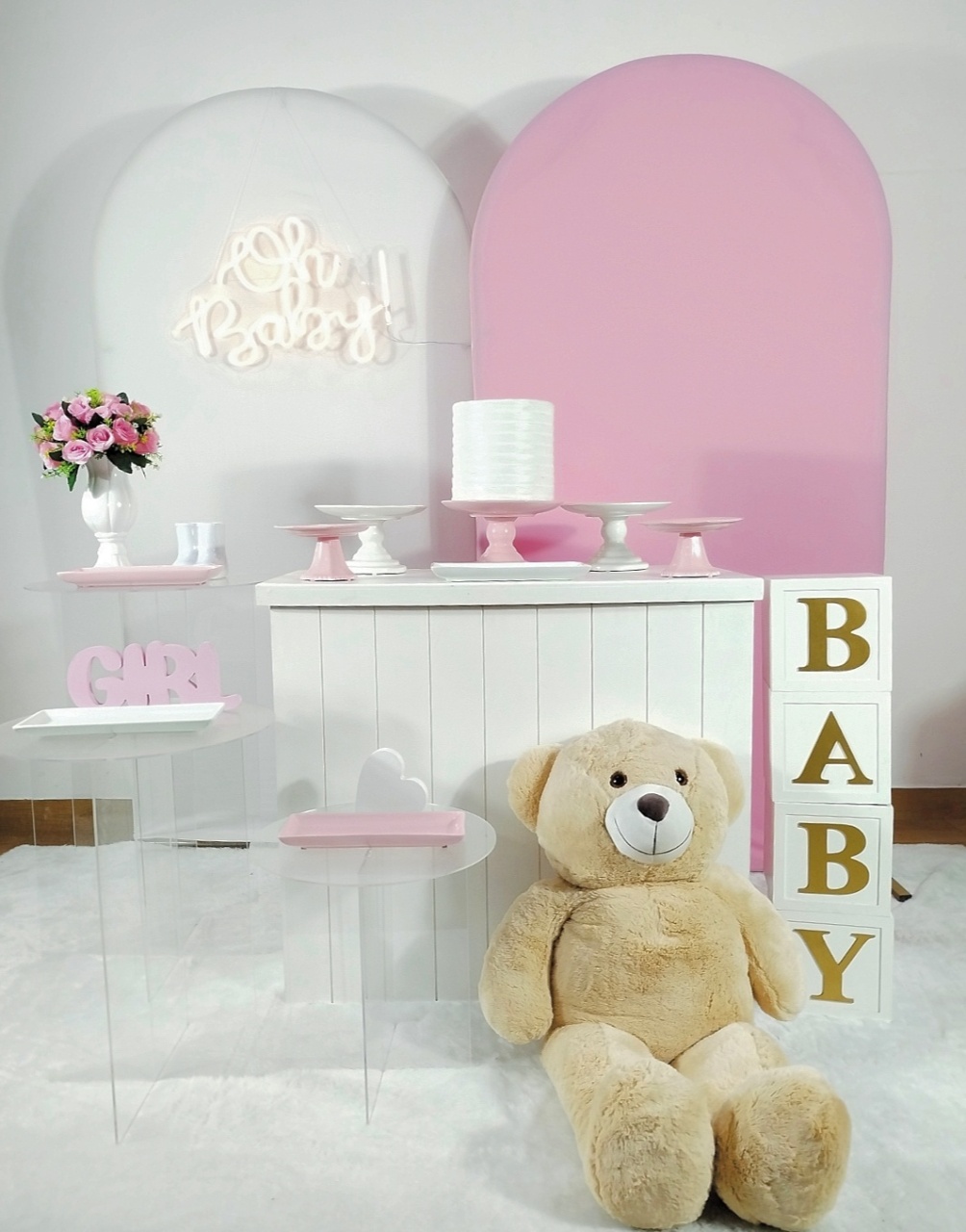 Composição Chá de Bebê Premium Rosa - Michele Locações