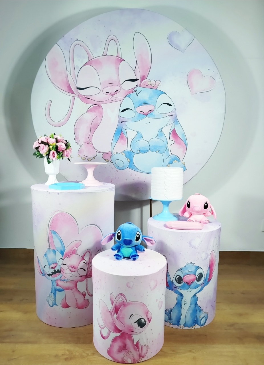 Kit Prata Stitch E Angel - Michele Locações