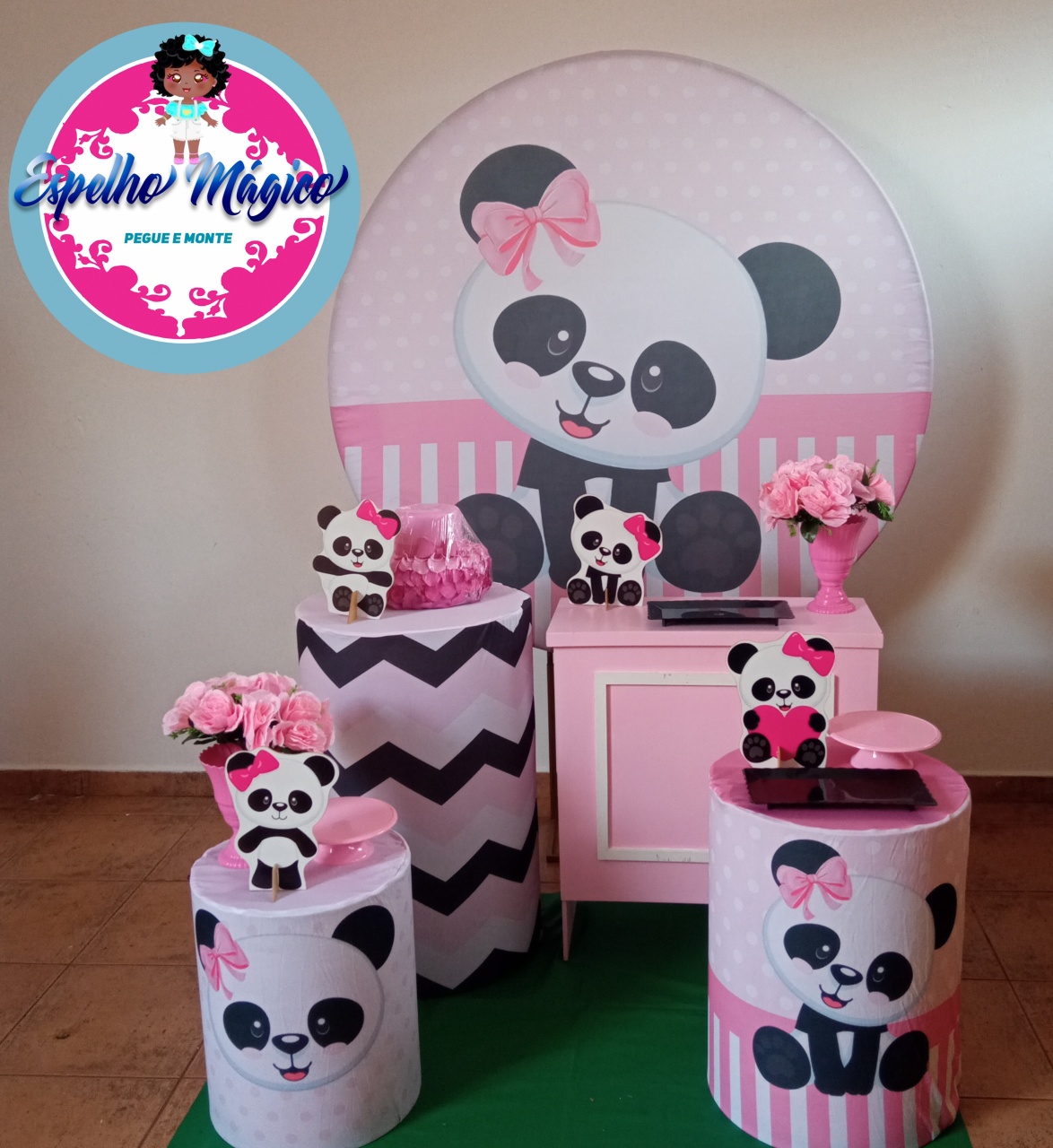 Panda Rosa Combo 1 - Espelhomagicopeguemonte