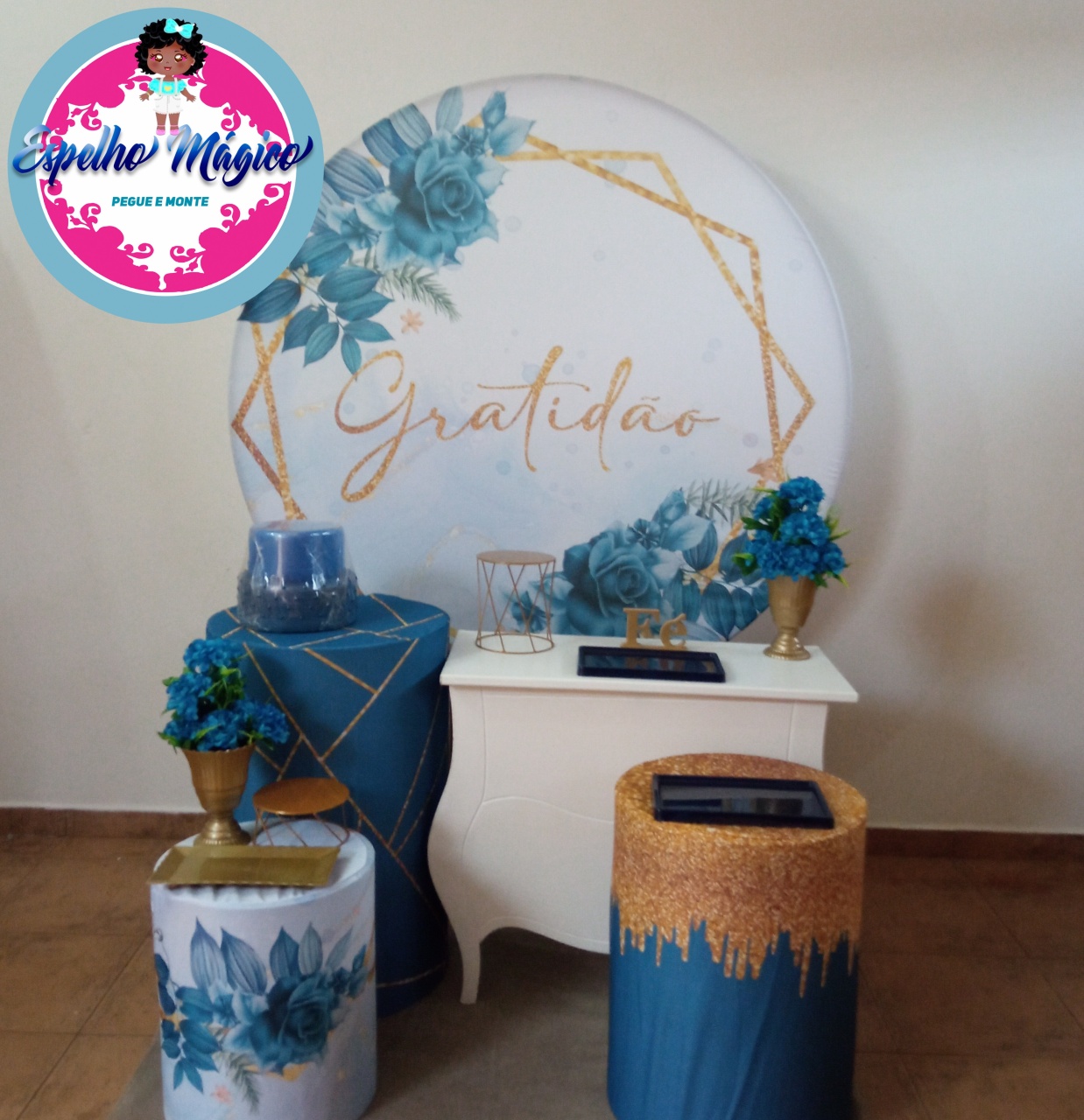 Gratidão Floral Azul Combo 1 - Espelhomagicopeguemonte