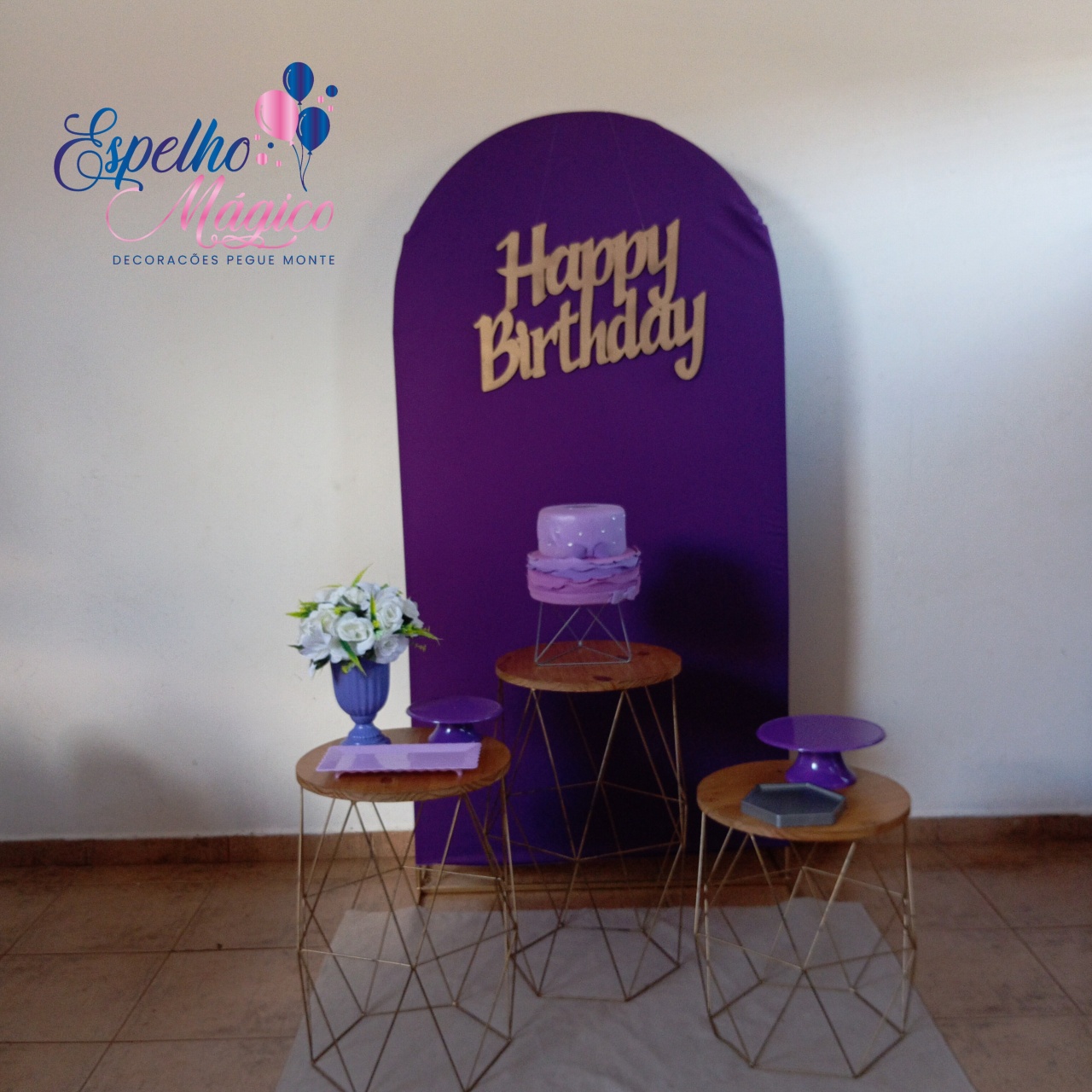 Decoraçao Roxo Painel Romano - Espelhomagicopeguemonte