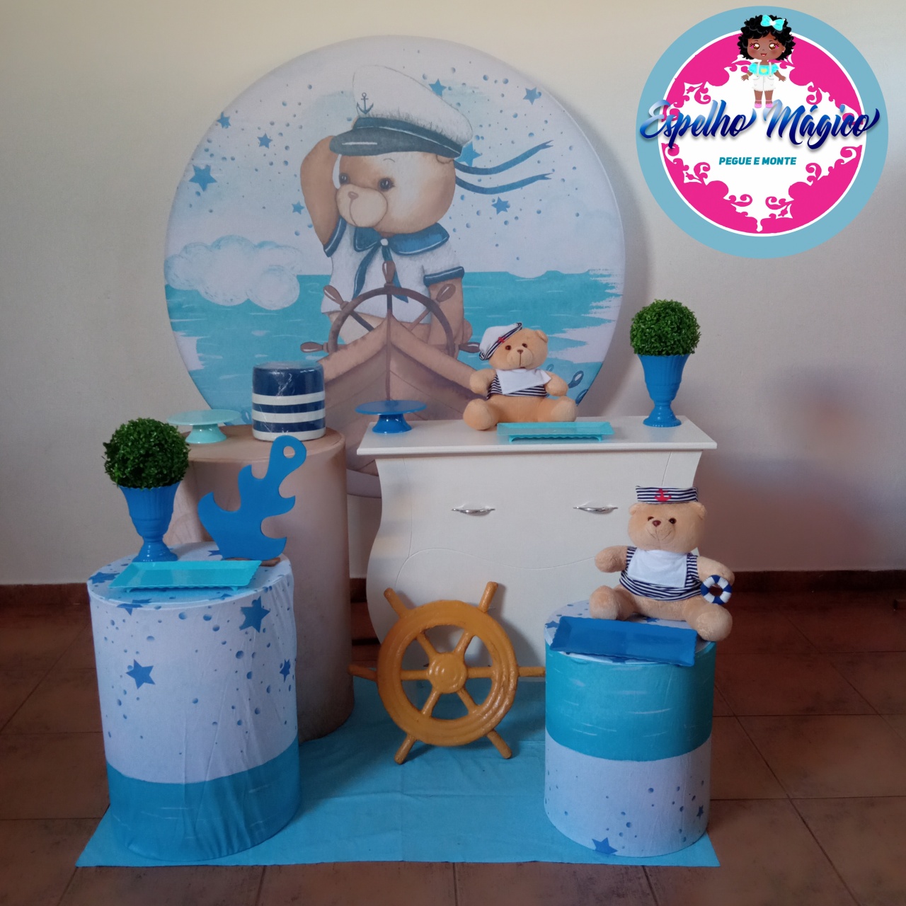Urso Marinheiro  Azul Combo 1  - Espelhomagicopeguemonte