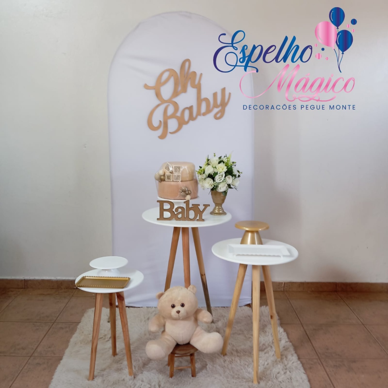  Cha de Bebê  Mesa Retro - Espelhomagicopeguemonte