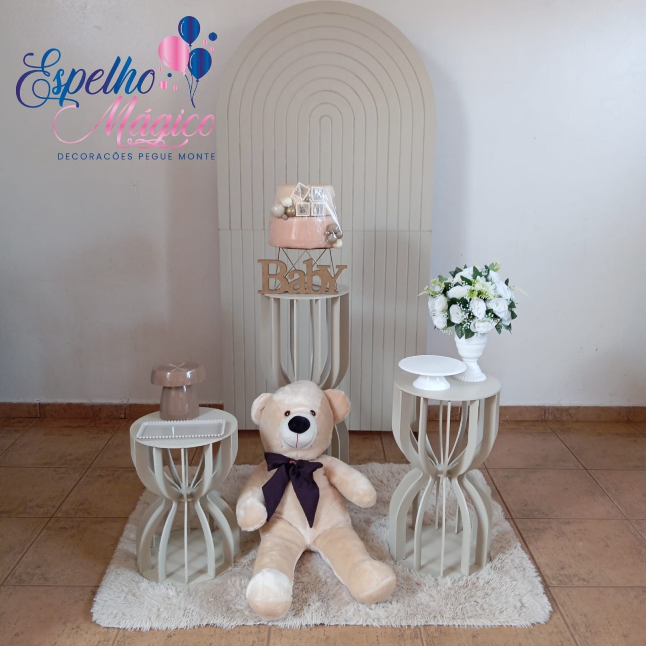 Chá de Bebê Bege - Espelhomagicopeguemonte