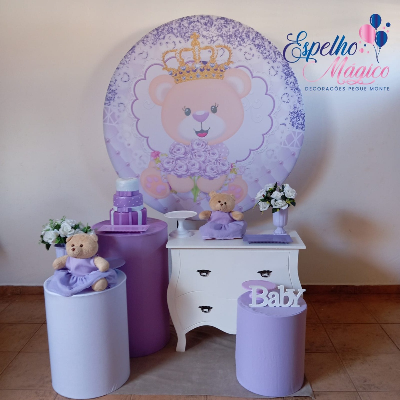 Ursa Princesa Lilas Combo 1 - Espelhomagicopeguemonte