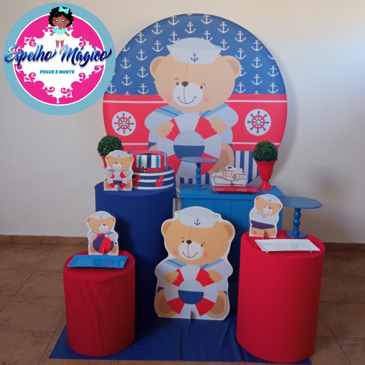 Urso Marinheiro Vermelho E Azul Combo 1 - Espelhomagicopeguemonte