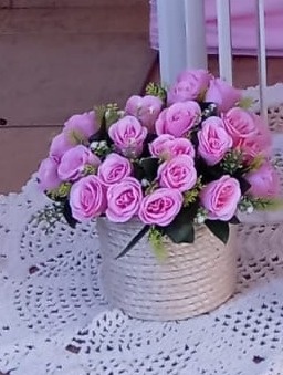 Cachepo Corda Com Flor Rosa - Espelhomagicopeguemonte