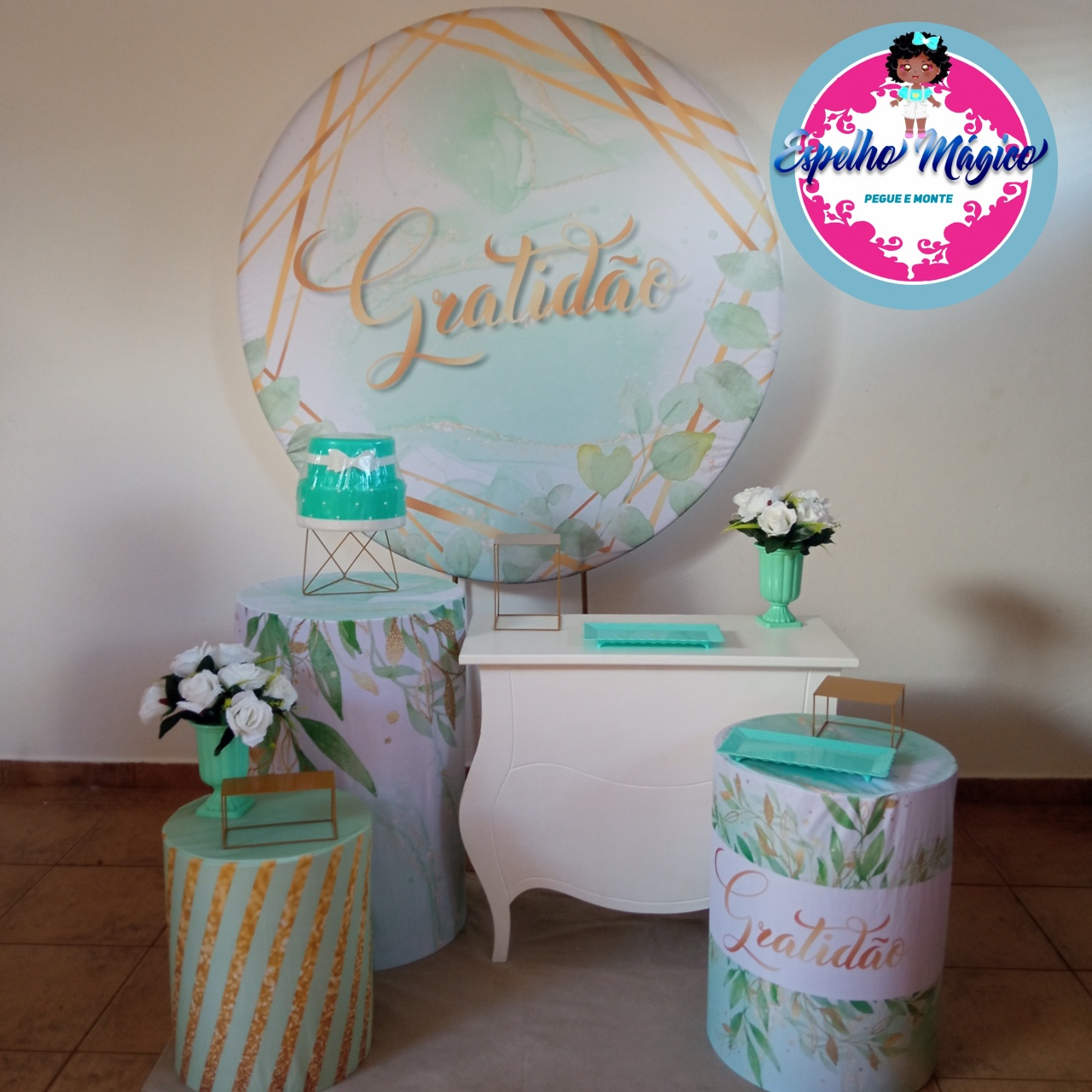 Gratidão Verde E Dourado Combo 1  - Espelhomagicopeguemonte