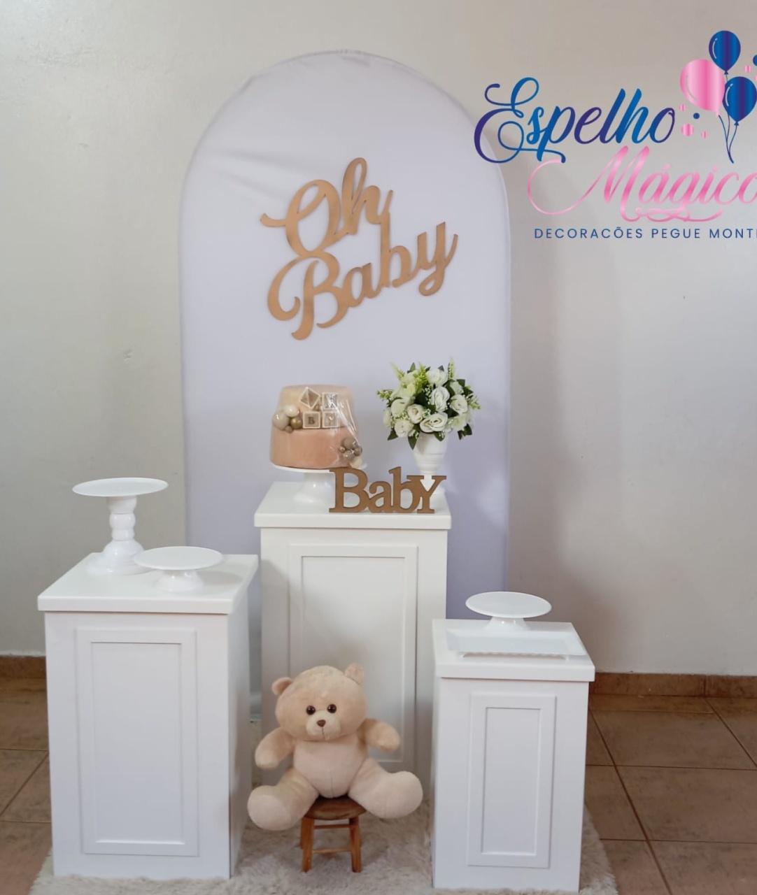  Cha de Bebê Branco - Espelhomagicopeguemonte