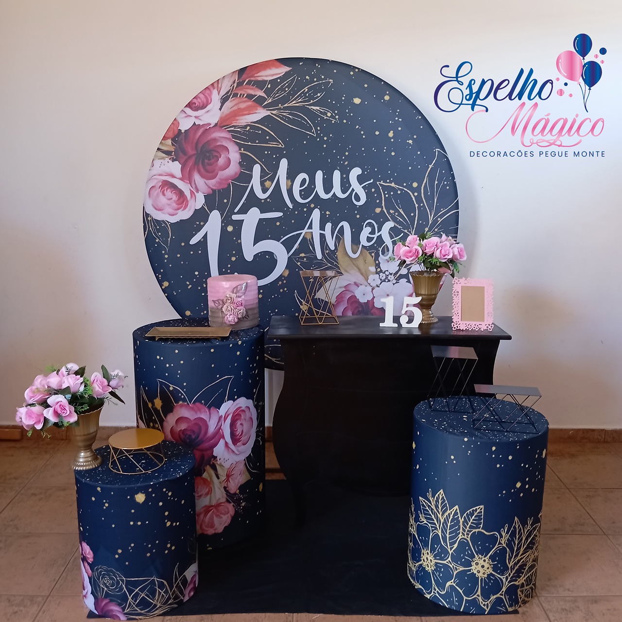 Floral Rosa E Preto  Combo 1 - Espelhomagicopeguemonte
