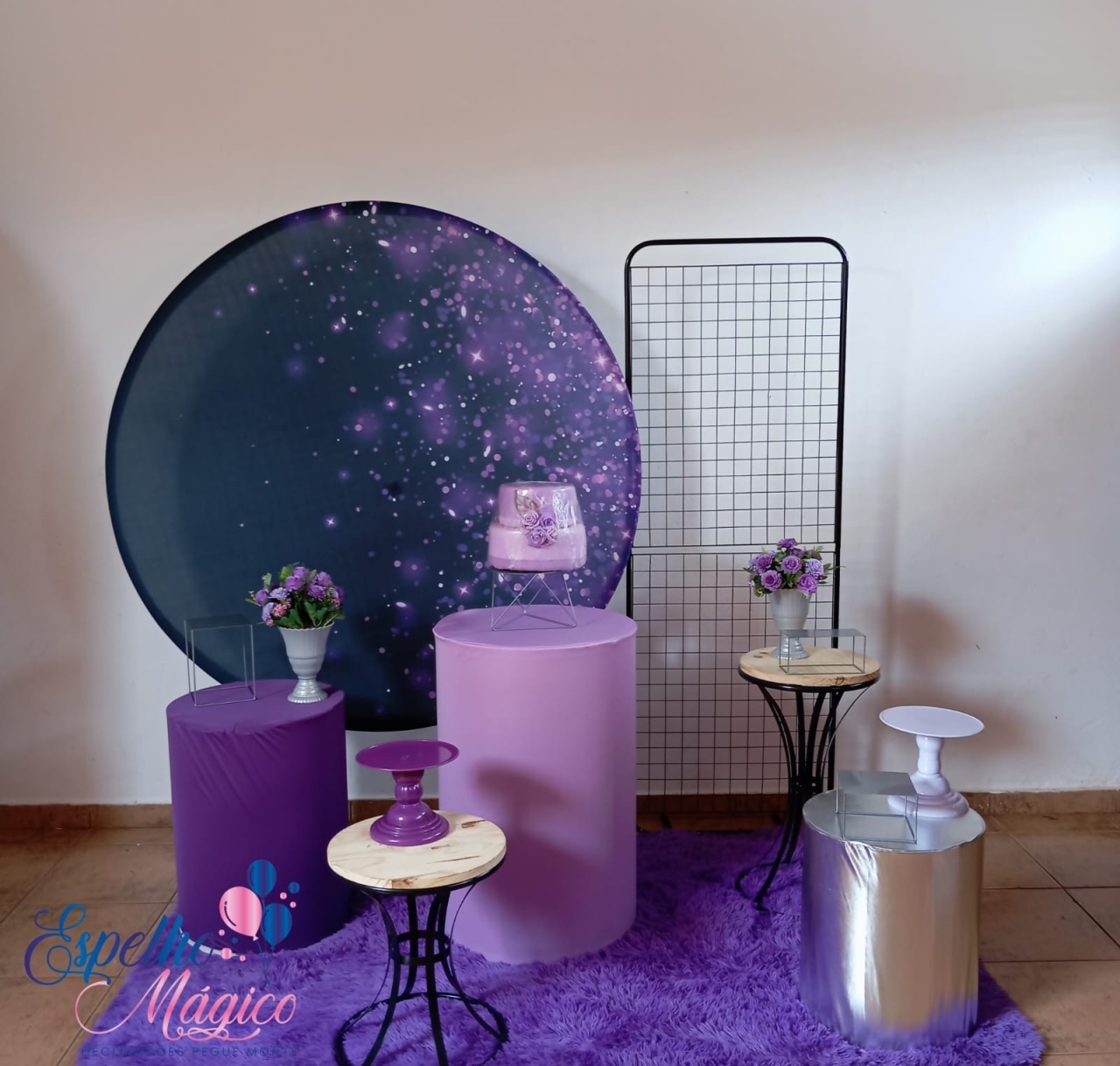 Decoração Roxa E Prata - Espelhomagicopeguemonte