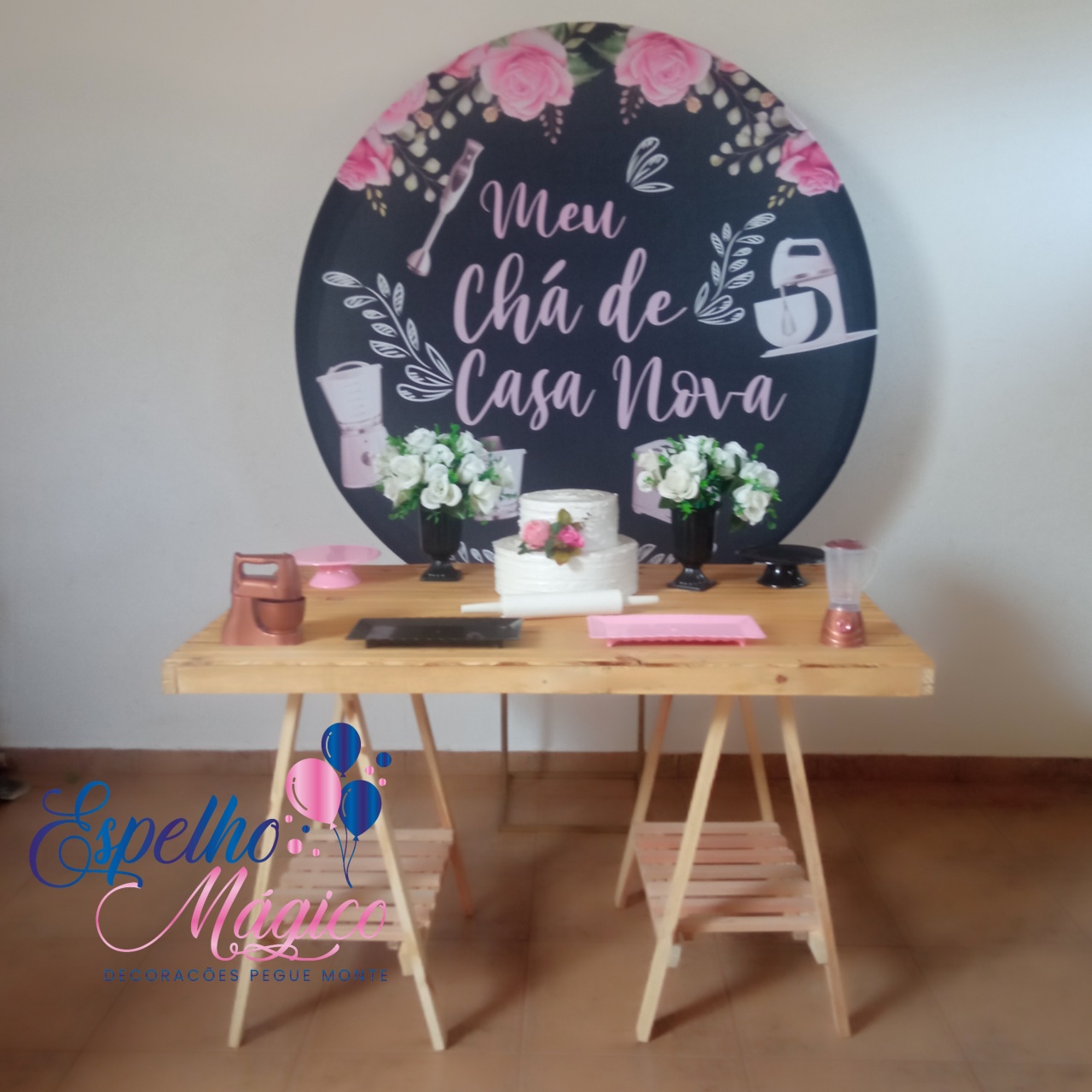 Chá de Casa Nova Painel Preto Combo 3  - Espelhomagicopeguemonte