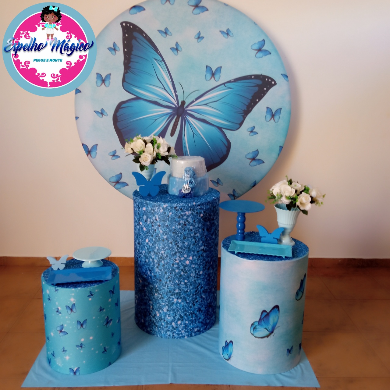 Borboleta Azul Combo 2 - Espelhomagicopeguemonte