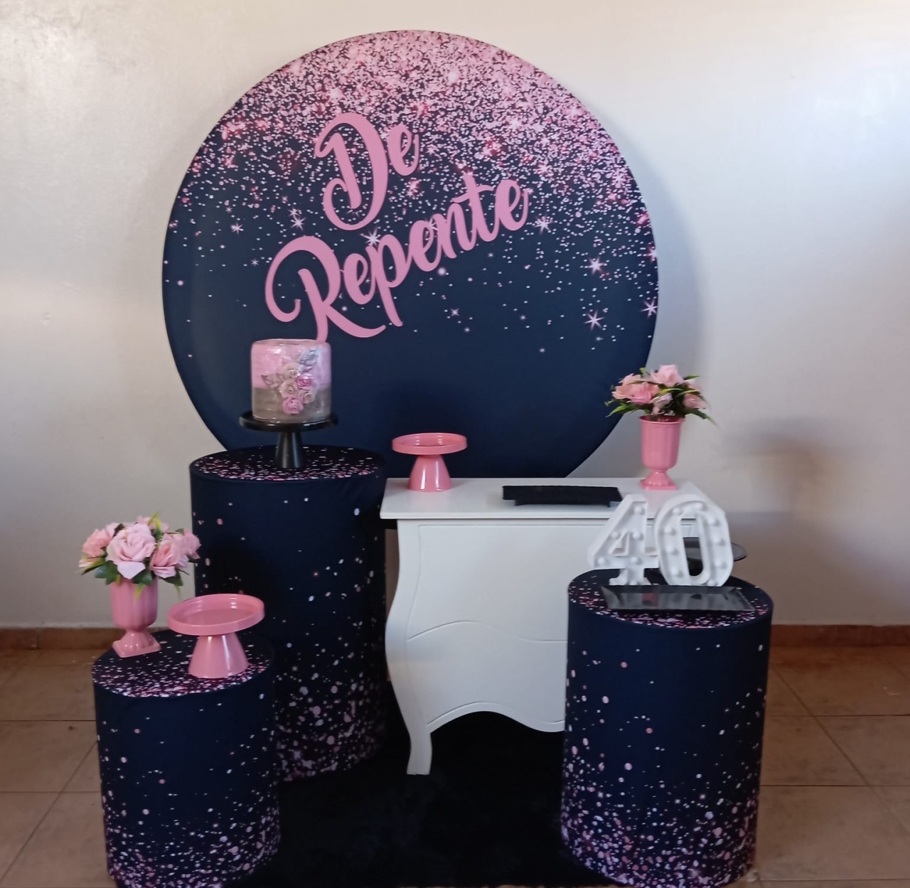 de Repente Glitter Rosa E Preto Combo 1 - Espelhomagicopeguemonte