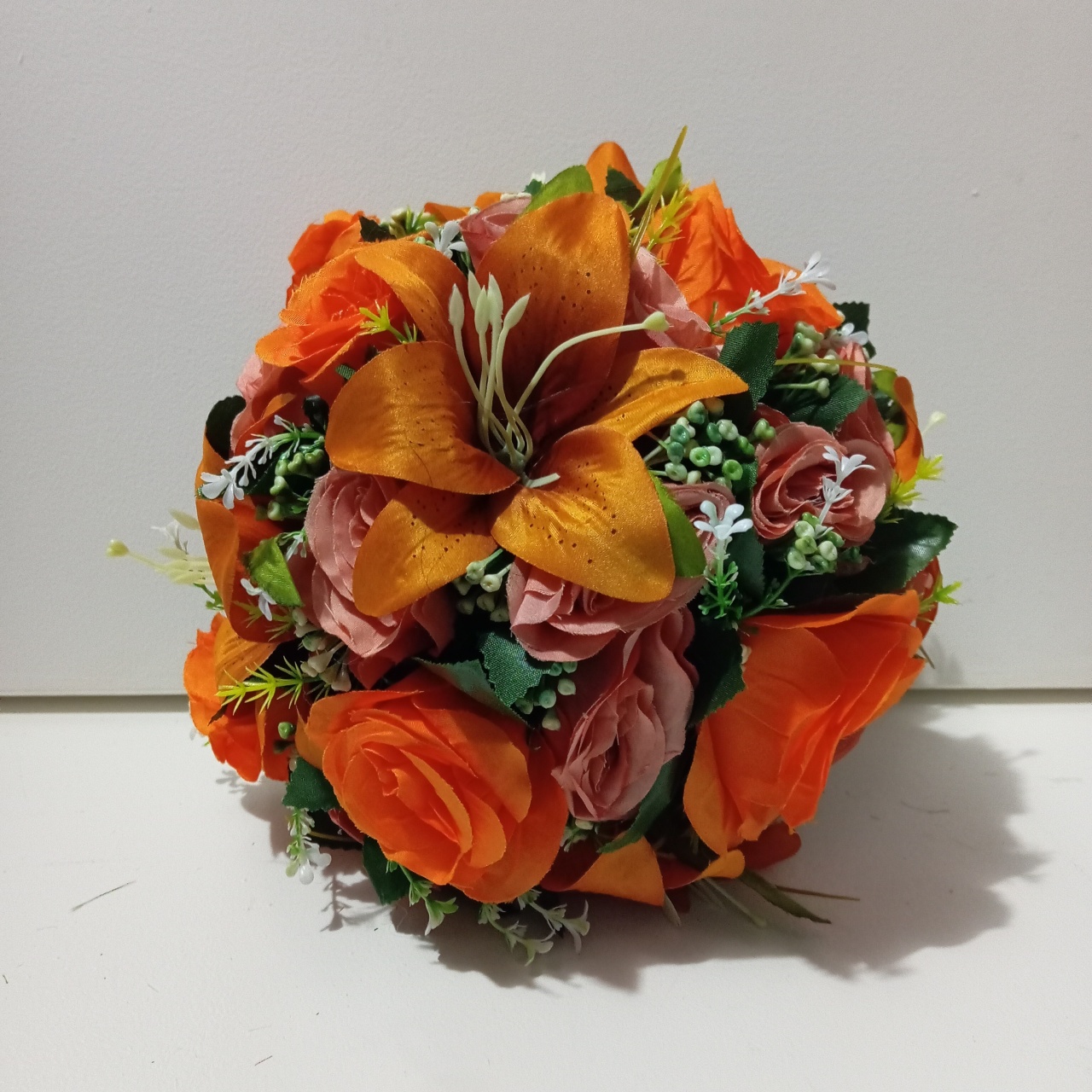 Arranjo de Flor P Terracota Com Laranja  - Espelhomagicopeguemonte