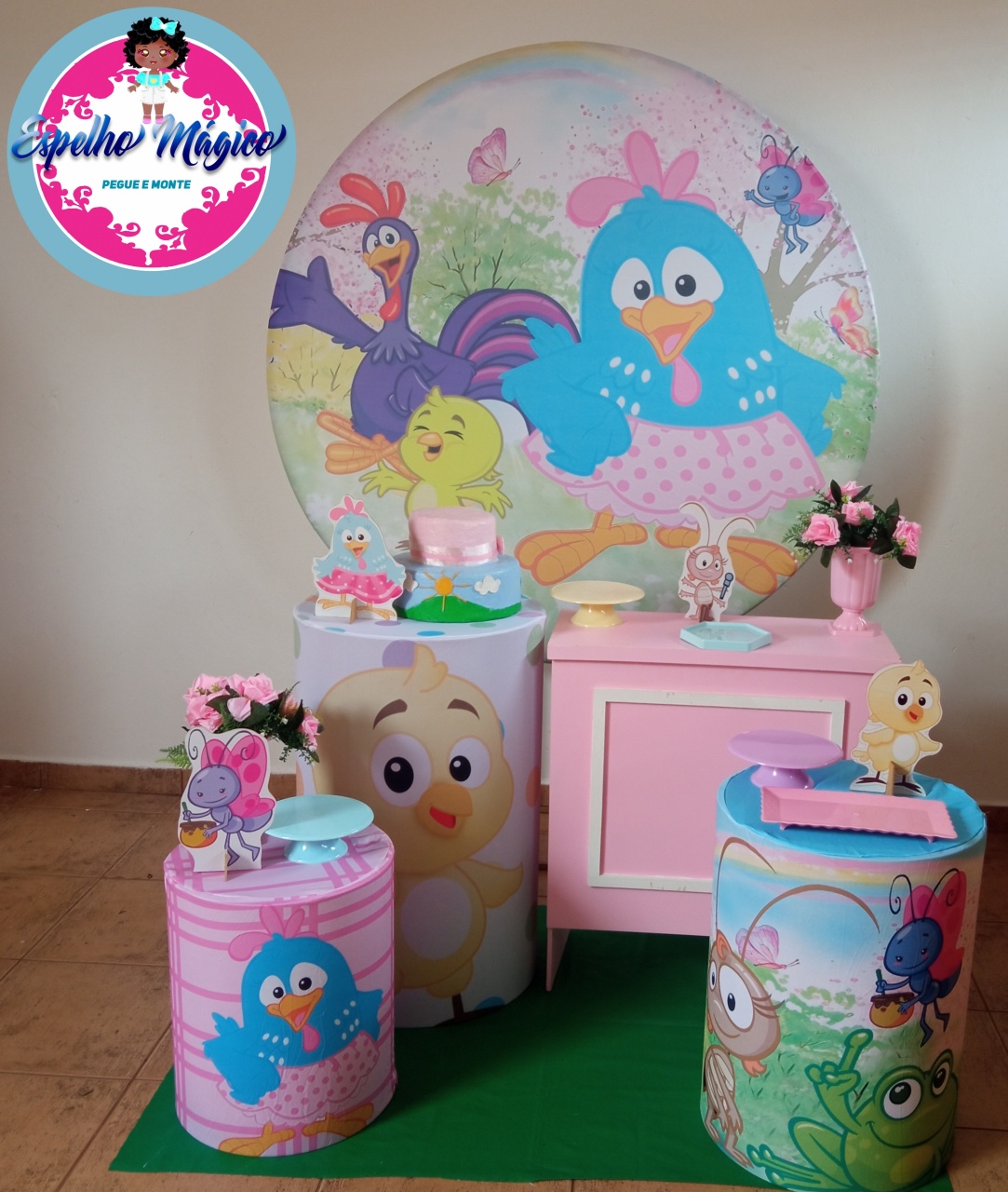 Galinha  Pintadinha Rosa  Combo 1 - Espelhomagicopeguemonte