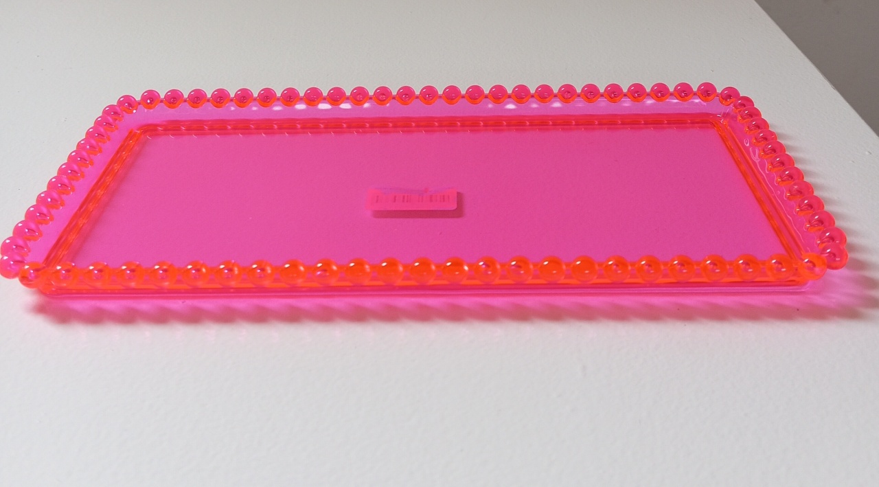 Bandeja Bolinha Retangular Pink Neon  - Espelhomagicopeguemonte