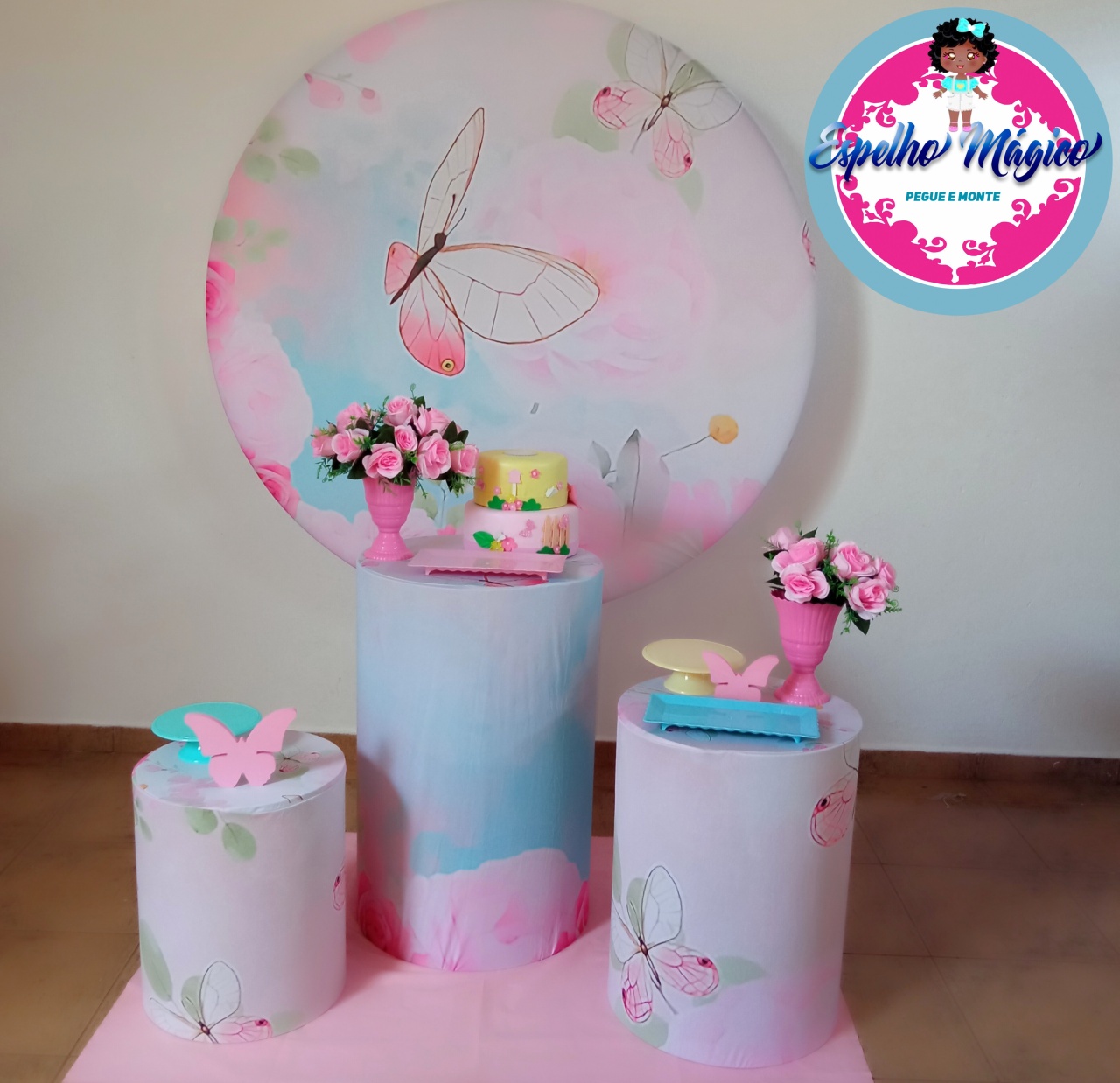 Borboleta  Rosa Candy Combo 2 - Espelhomagicopeguemonte
