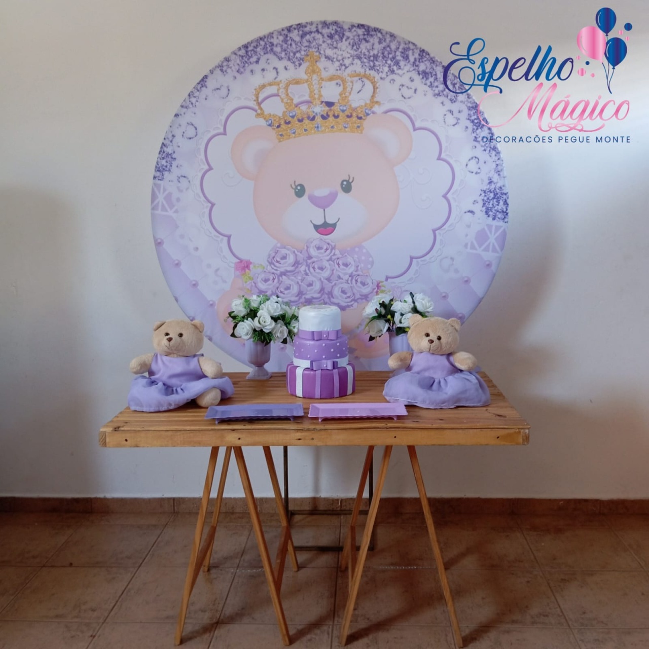 Ursa Princesa Lilas Combo 3 - Espelhomagicopeguemonte