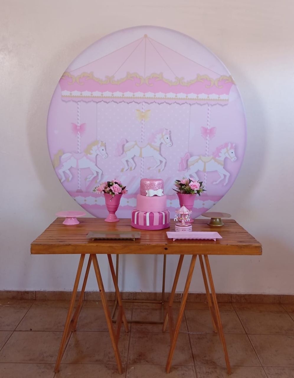 Carrossel Rosa Combo 3 - Espelhomagicopeguemonte
