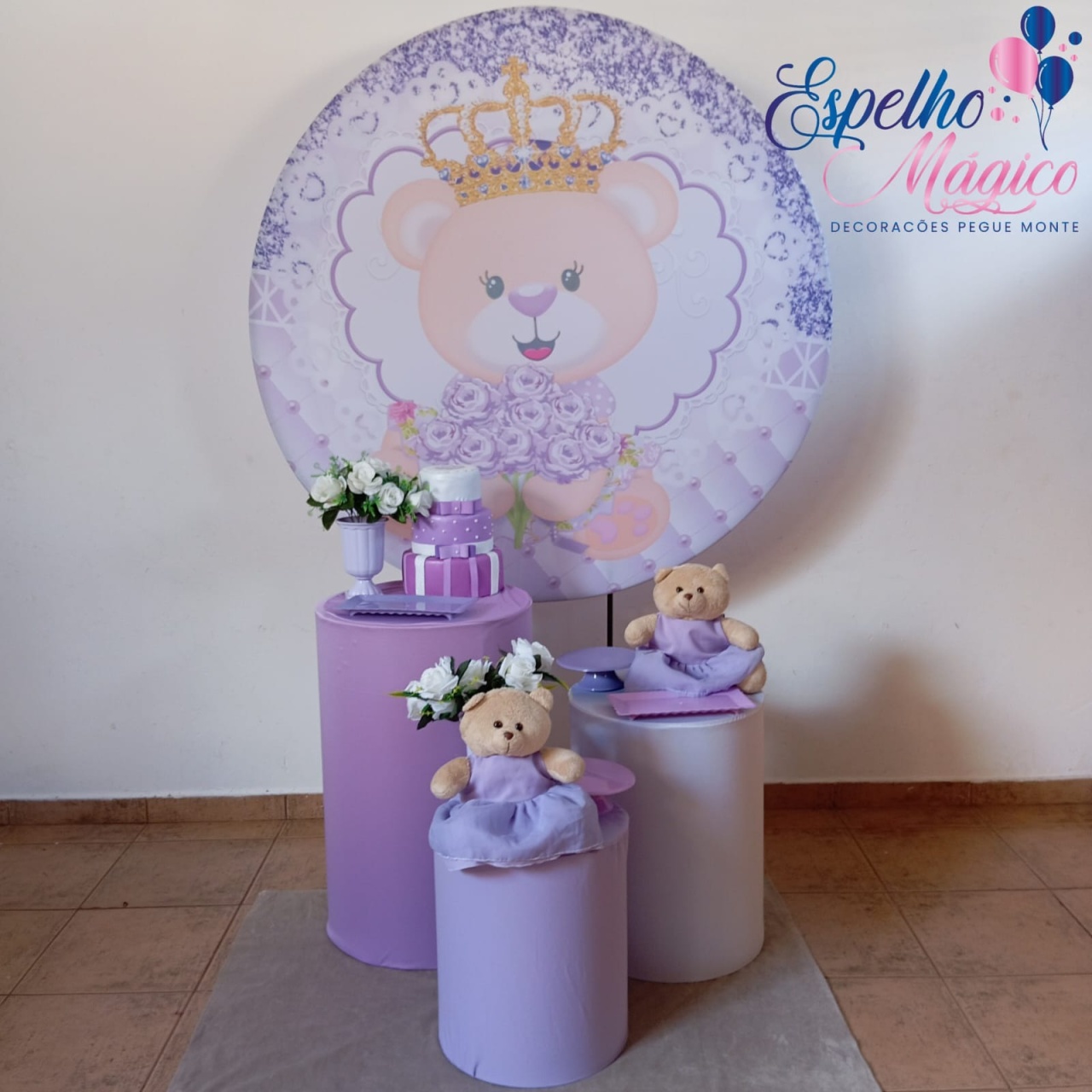 Ursa Princesa Lilas Combo 2 - Espelhomagicopeguemonte
