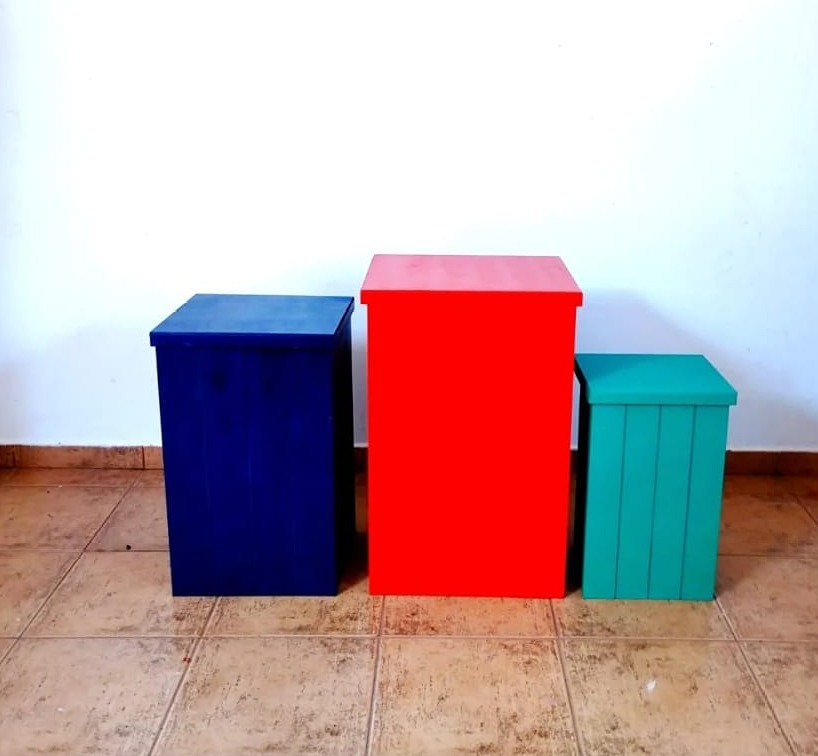 Trio Mesa Cubo Ripado - Espelhomagicopeguemonte