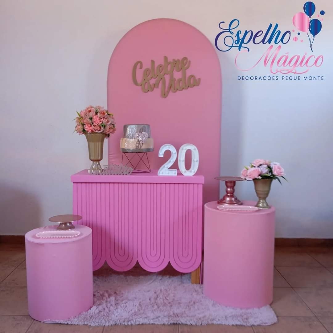 Decoração  Rose Painel Romano Mesa Ondulada Rosa - Espelhomagicopeguemonte