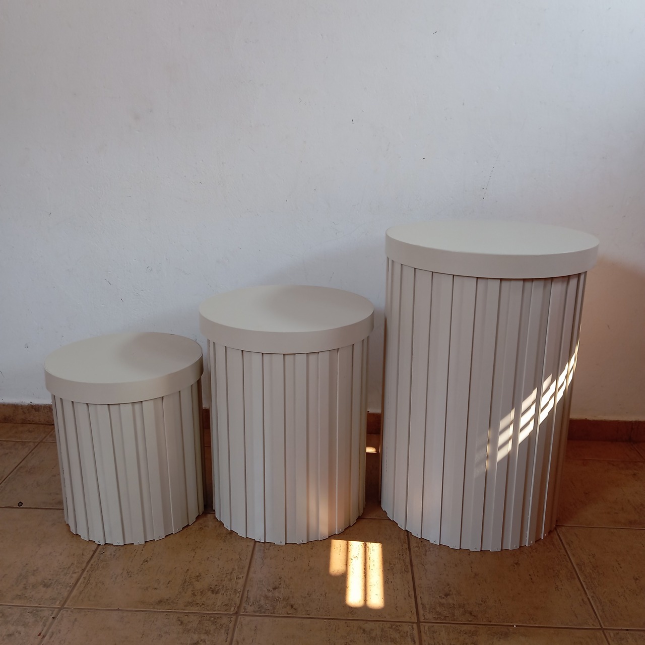Trio de Cilindro Ripado  Nude - Espelhomagicopeguemonte