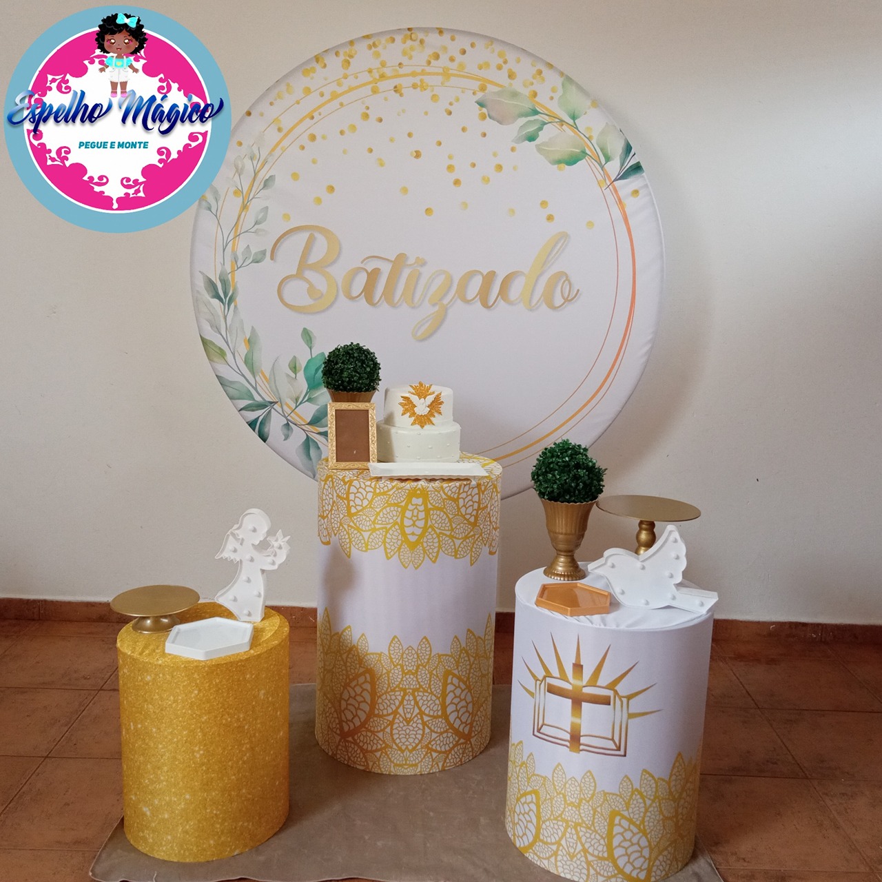 Batizado Dourado Verde Combo 2 - Espelhomagicopeguemonte