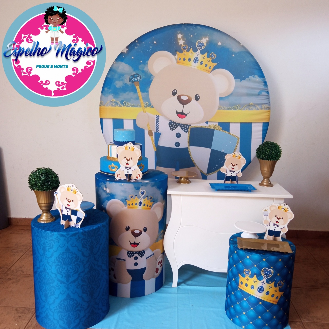 Urso Principe Azul E Dourado Combo 1 - Espelhomagicopeguemonte
