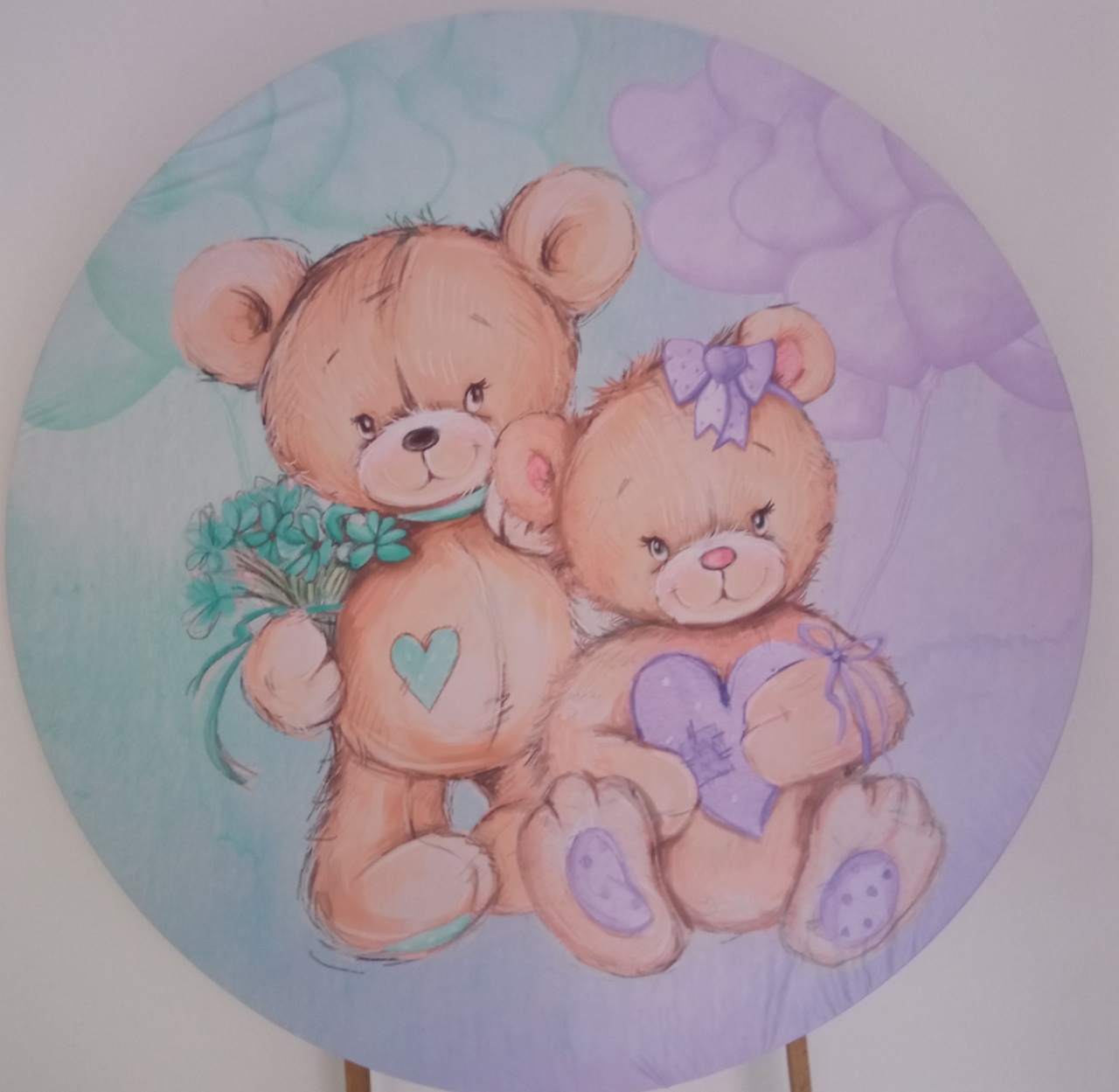 Capa Painel Chá Revelação Urso Verde E Lilas - Espelhomagicopeguemonte