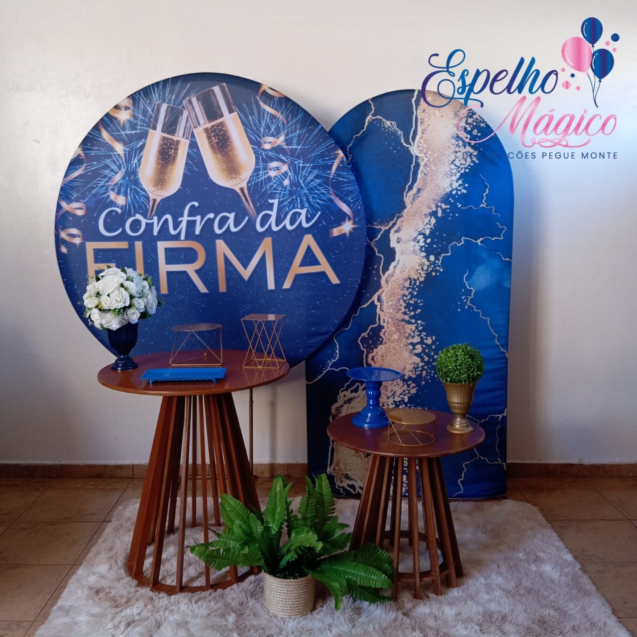 Confratenização  Azul E Dourado  Painel Romano  - Espelhomagicopeguemonte