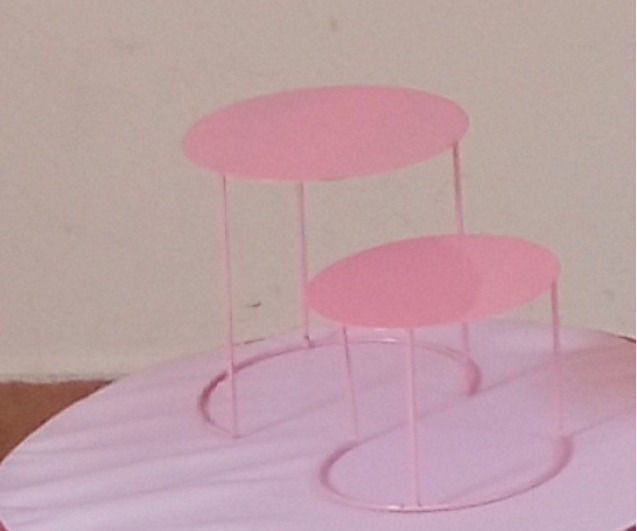  Dupla  de Bandeja de Ferro Redonda Rosa - Espelhomagicopeguemonte
