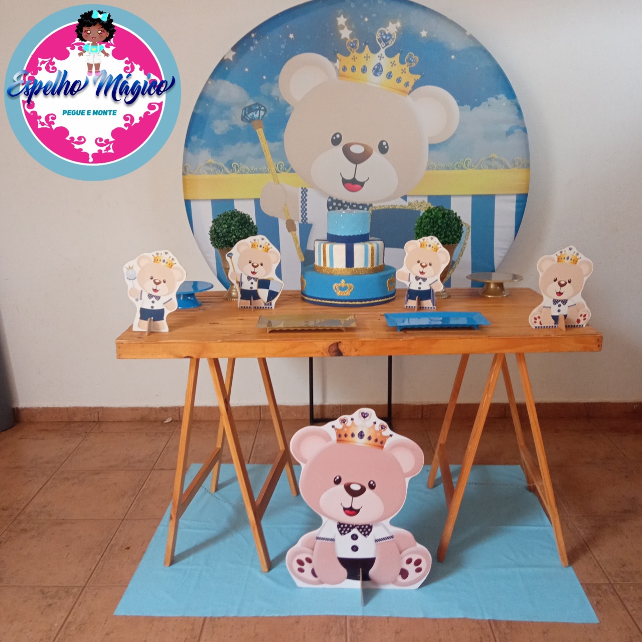 Urso Principe Azul E Dourado Combo 3 - Espelhomagicopeguemonte