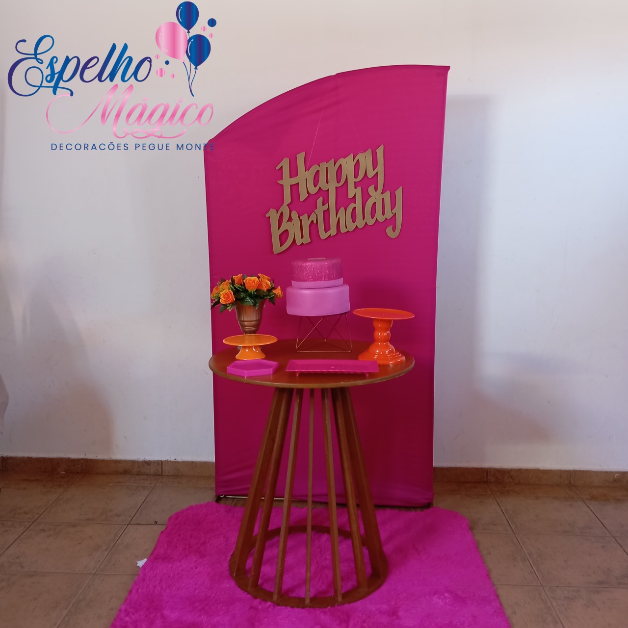 Decoração Pink Mesa Cone Ripada  - Espelhomagicopeguemonte