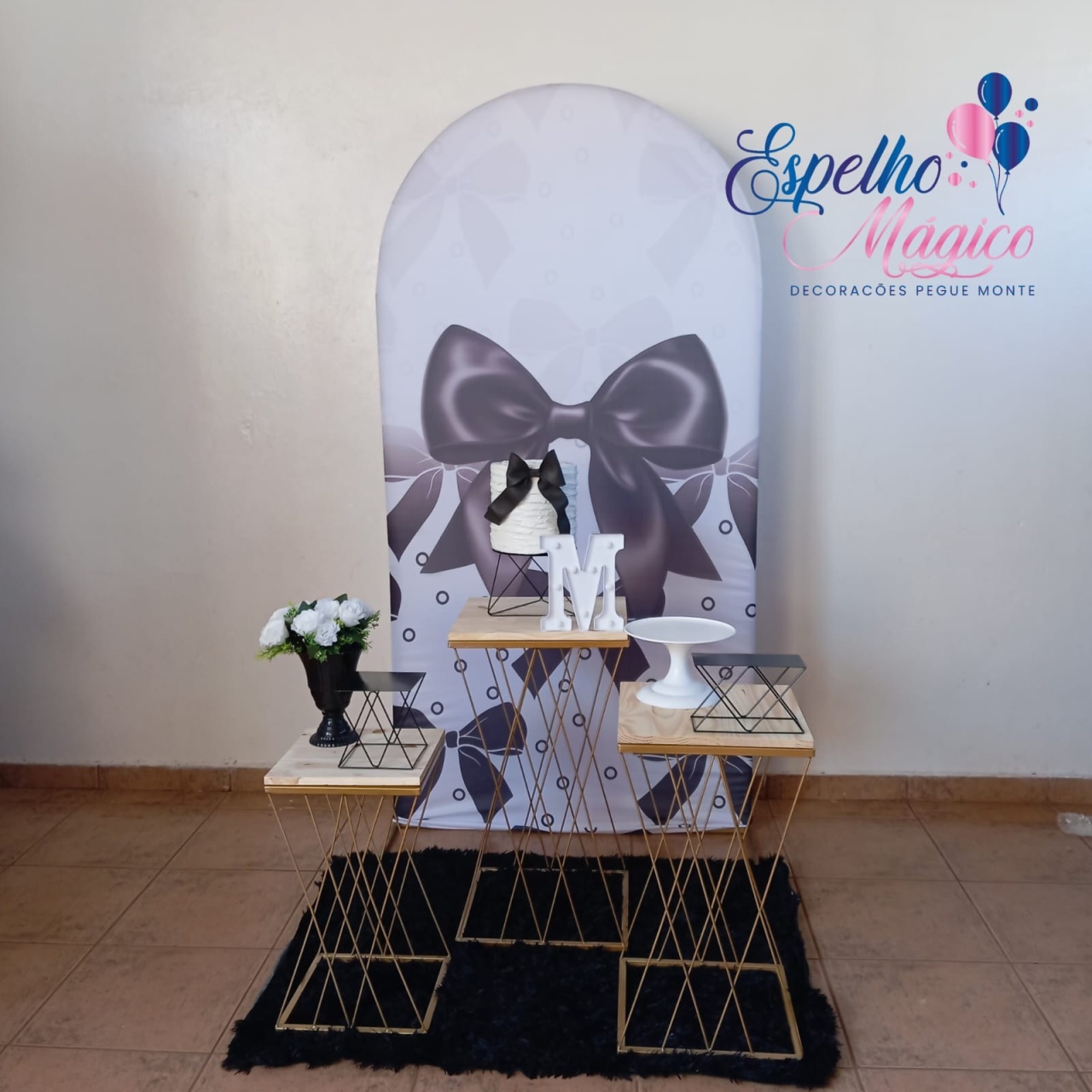 Laço Preto  Painel Romano - Espelhomagicopeguemonte