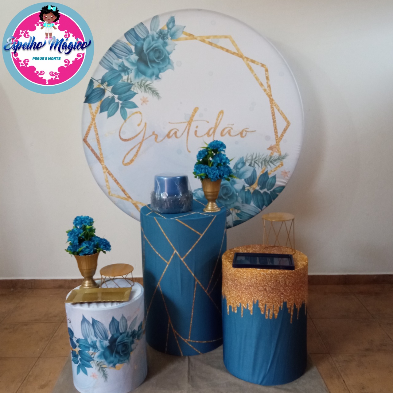 Gratidão Floral Azul Combo 2 - Espelhomagicopeguemonte
