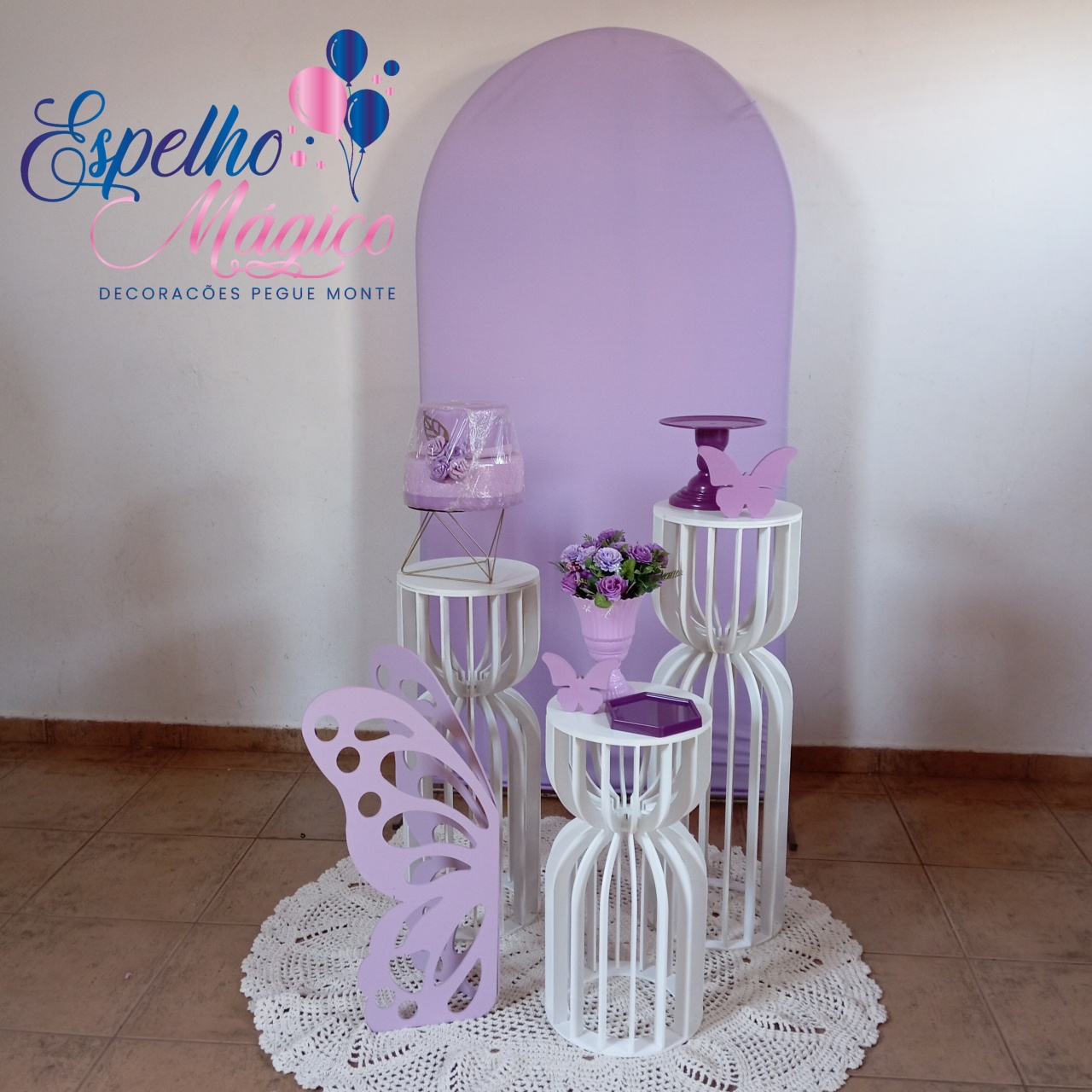 Decoraçao da  Borboleta Lilas - Espelhomagicopeguemonte