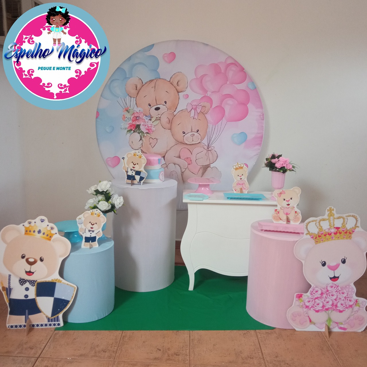 Chá Revelação Ursinho Principe E Ursinha Princesa Combo 1 - Espelhomagicopeguemonte