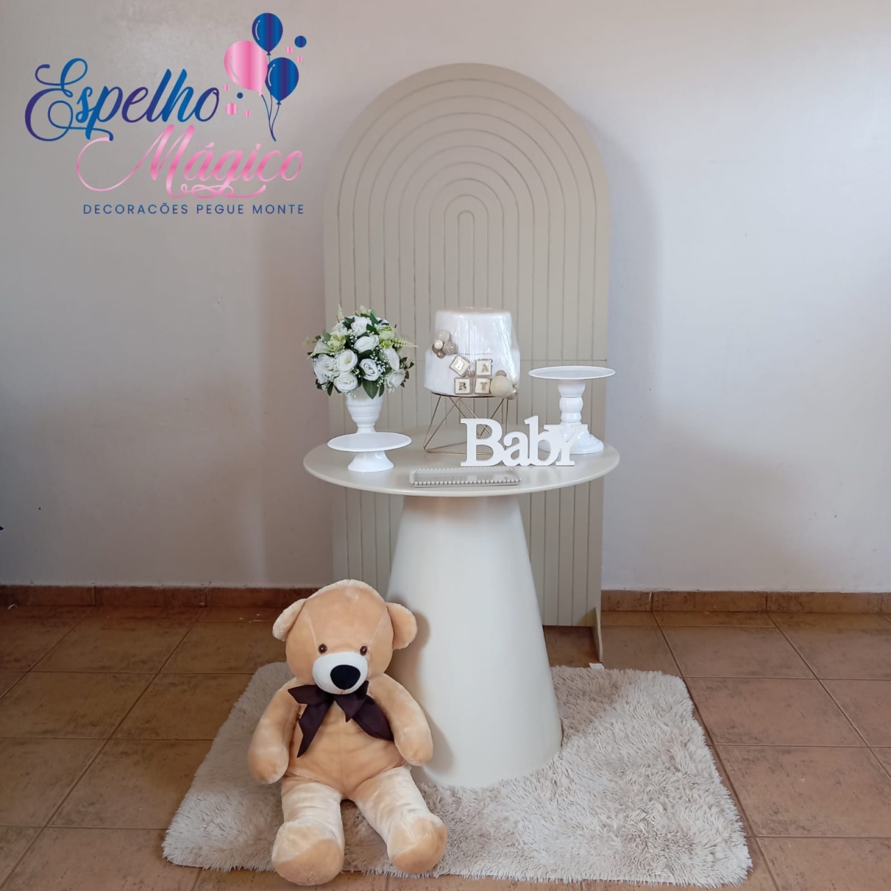 Chá de Bebê Bege  - Espelhomagicopeguemonte