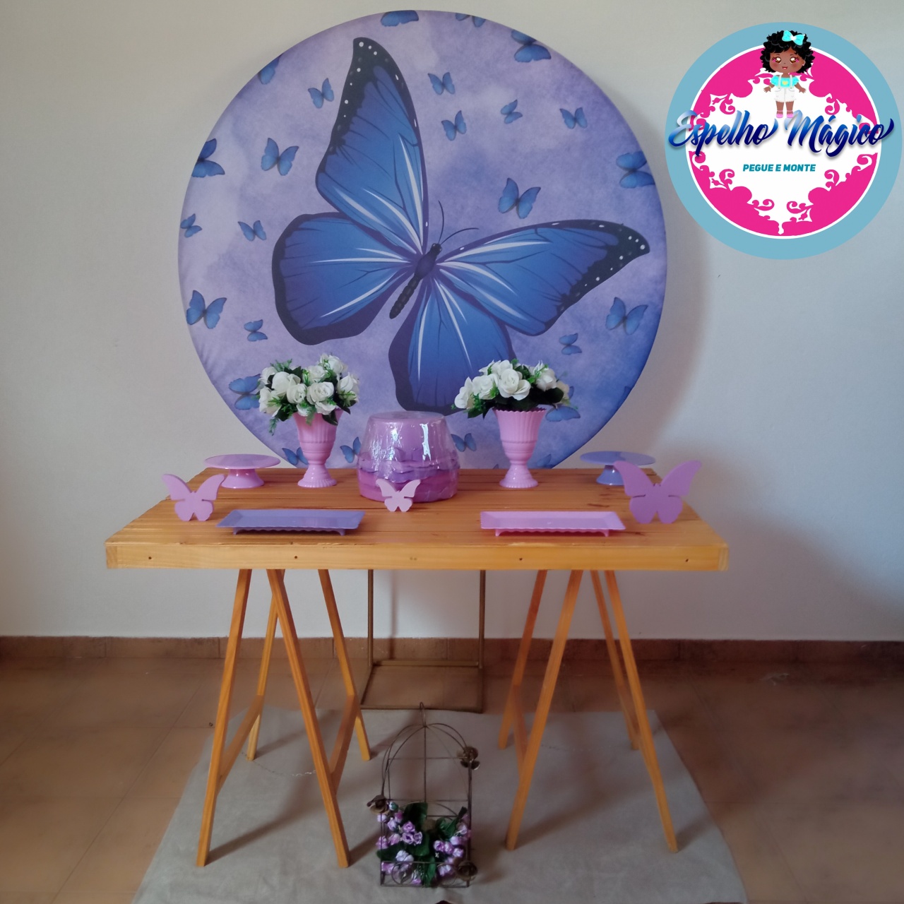 Borboleta Lilas Combo 3 - Espelhomagicopeguemonte