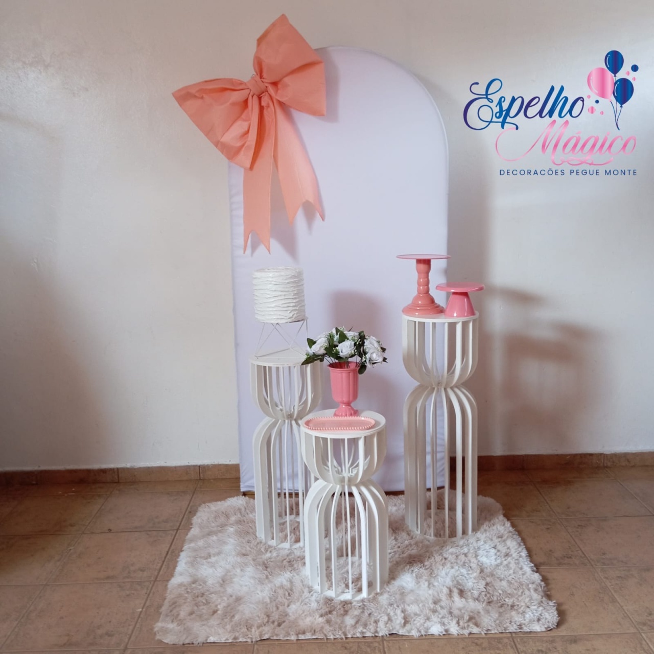  Decoração Laço Rose - Espelhomagicopeguemonte