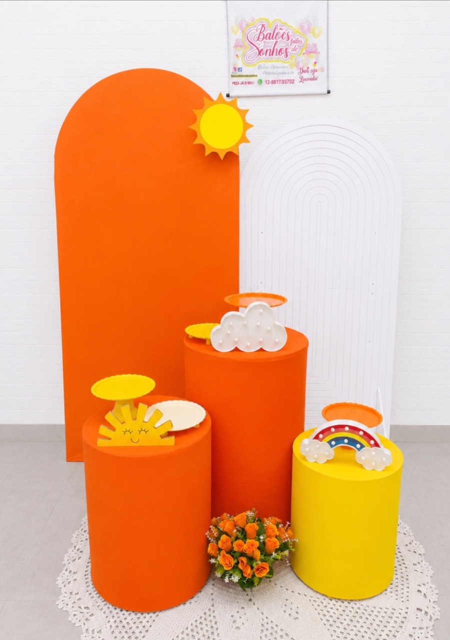 Kit Sol - Laranja E Branco - Baloesfeitosdesonhos 