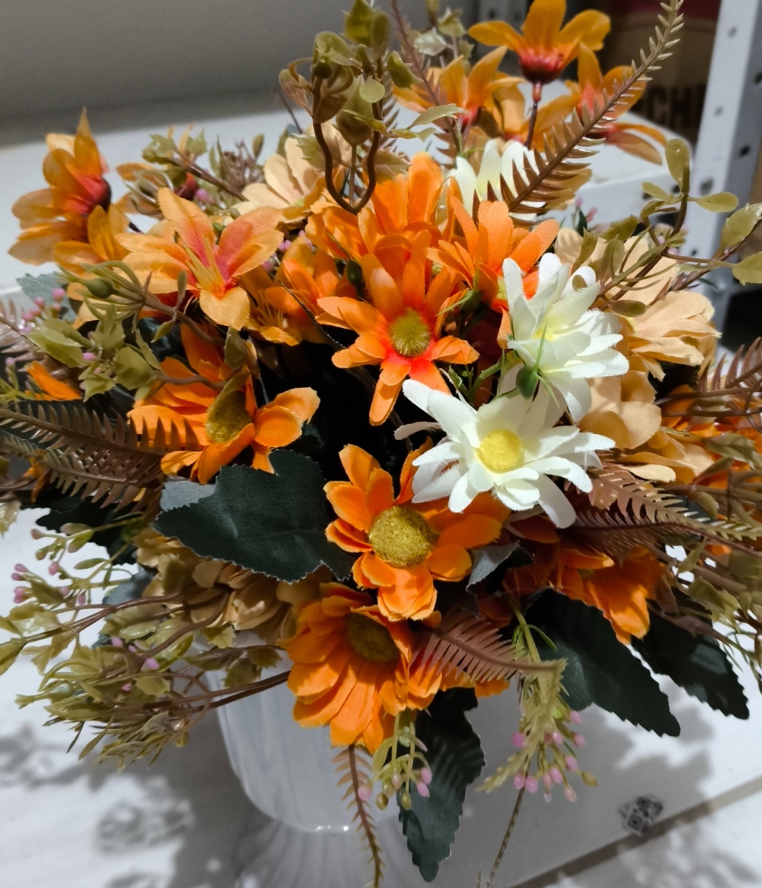 Arranjo Flores Margarida Laranja  - Baloesfeitosdesonhos 