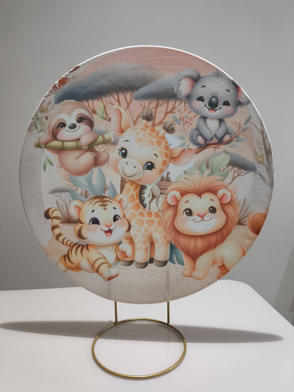 Painel de Mesa 50X50 Safari Baby Alaranjado  - Baloesfeitosdesonhos 