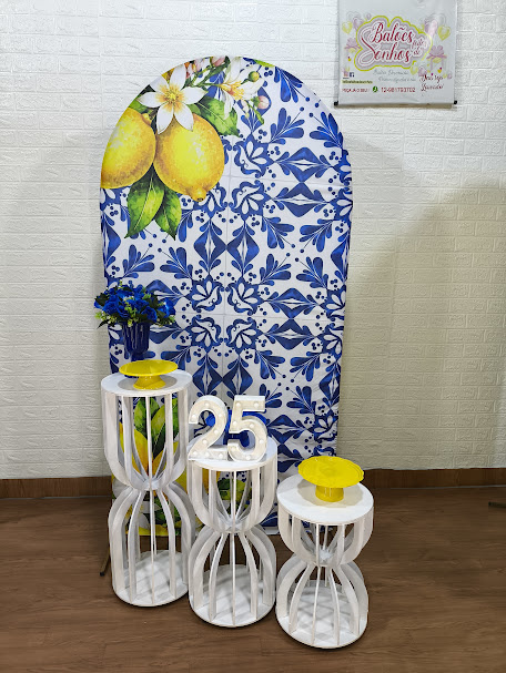 Kit Ampulheta Limões Siciliano/ Azulejo - Baloesfeitosdesonhos 