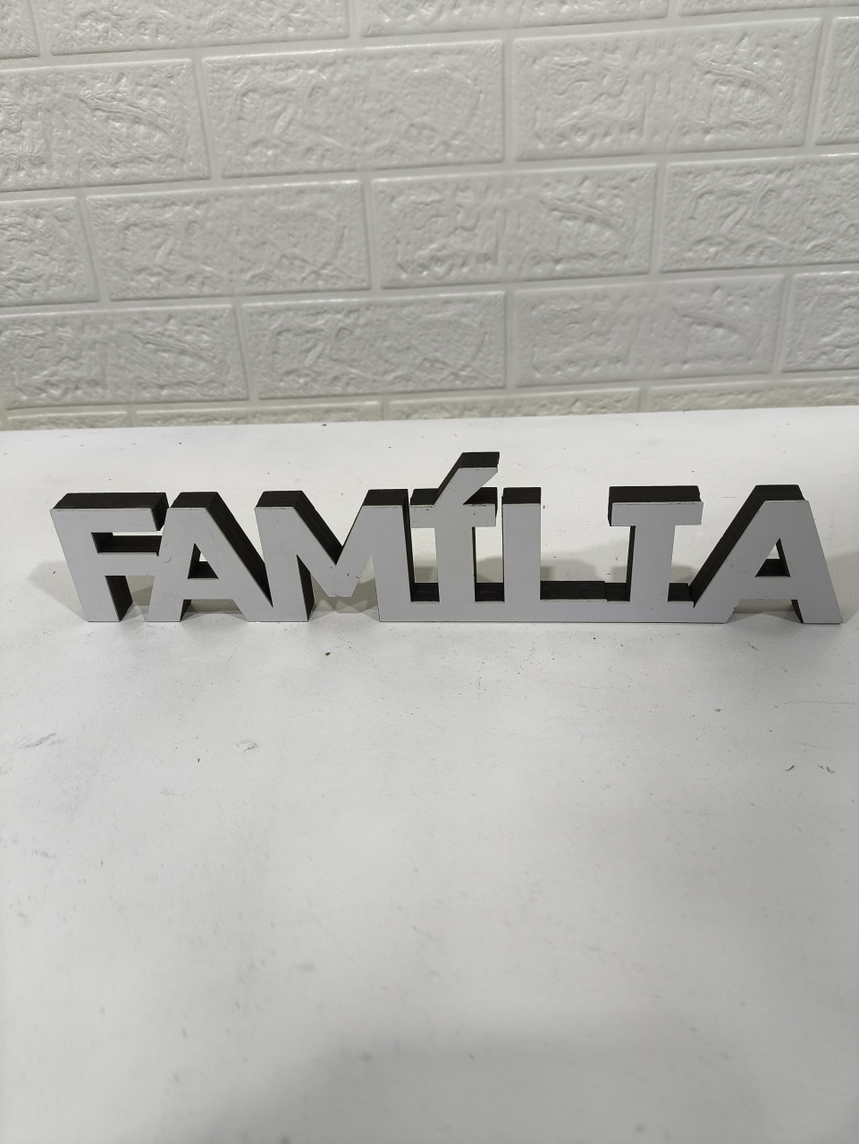 Display 3D Palavra Família Branca - Baloesfeitosdesonhos 