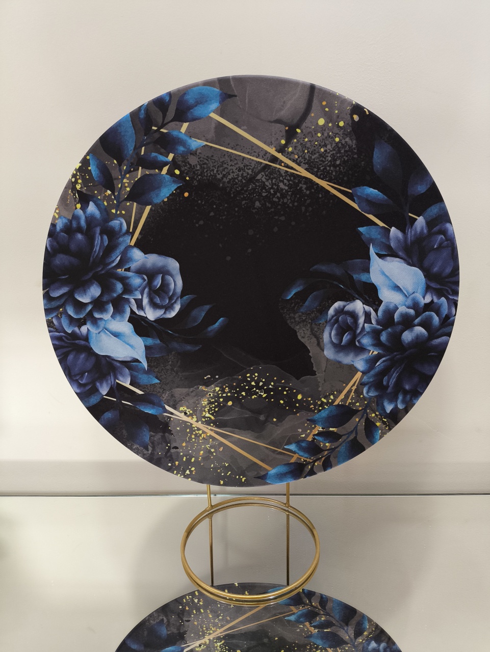Mini Painel Preto Floral Azul 50X50 - Baloesfeitosdesonhos 