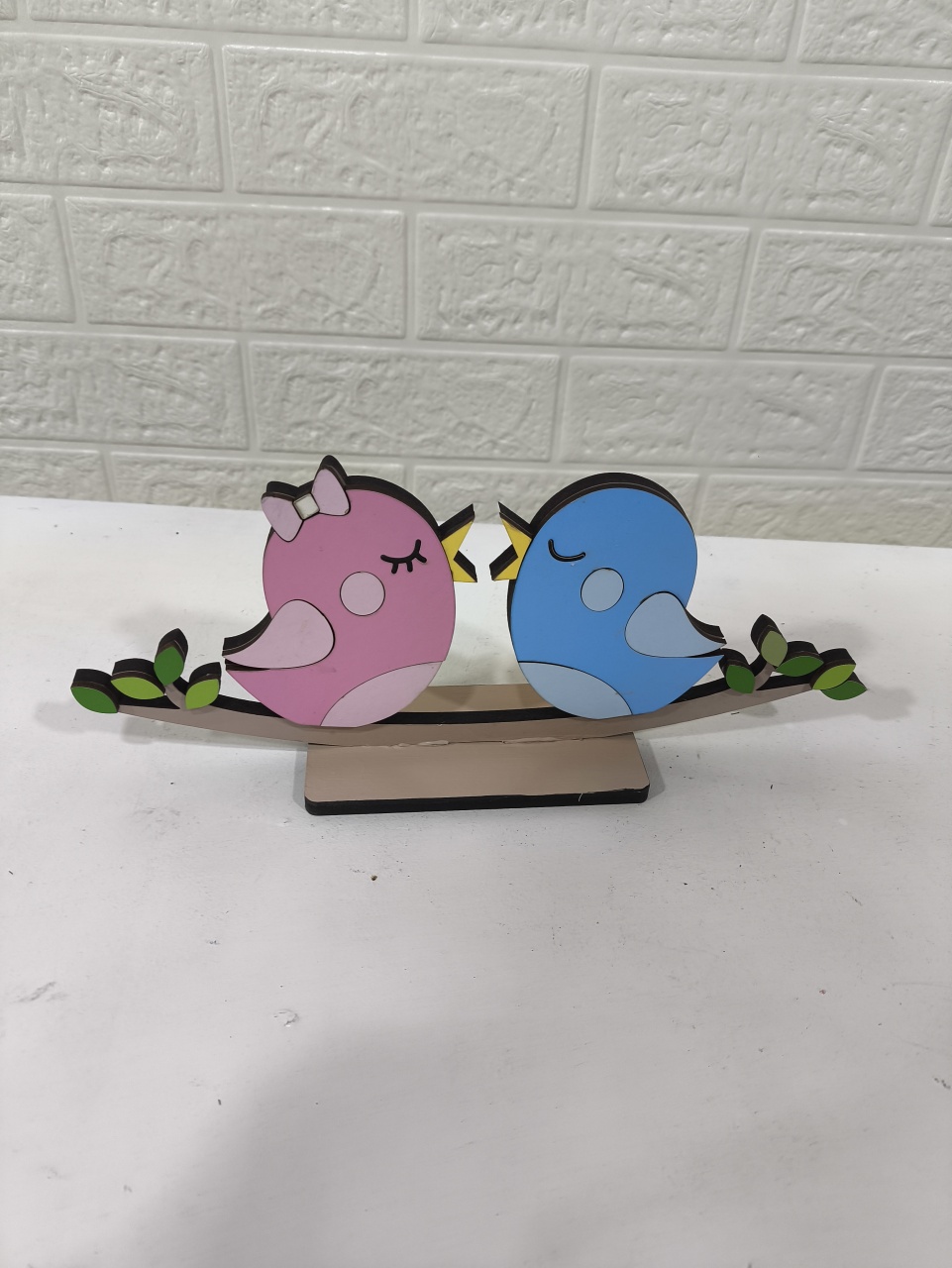 Display 3D Casal de Passarinho Rosa E Azul - Baloesfeitosdesonhos 