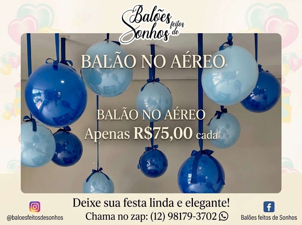 Balões Aéreos Com Suporte de Fixação - Baloesfeitosdesonhos 